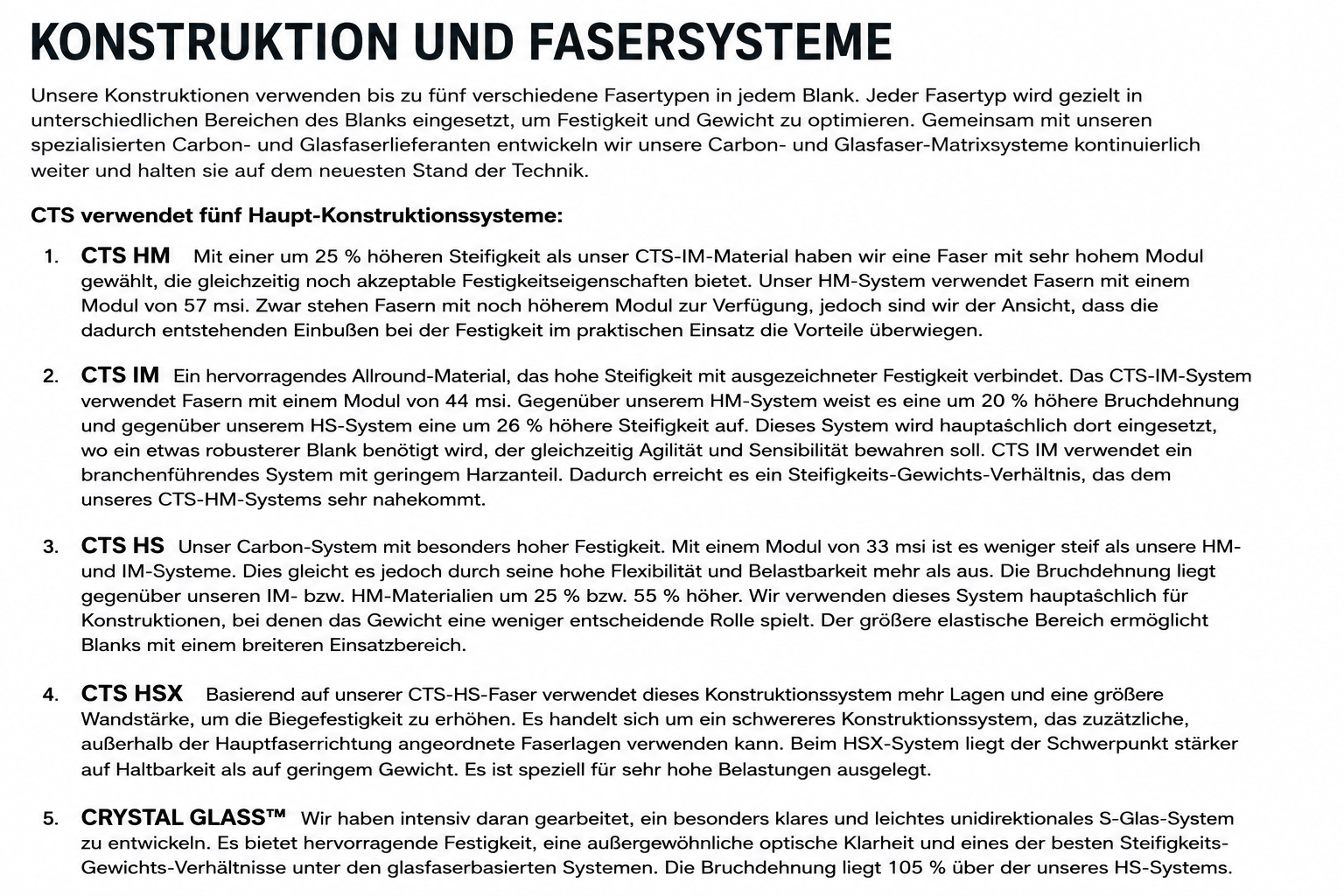 CTS Konstruktion und Fasersysteme